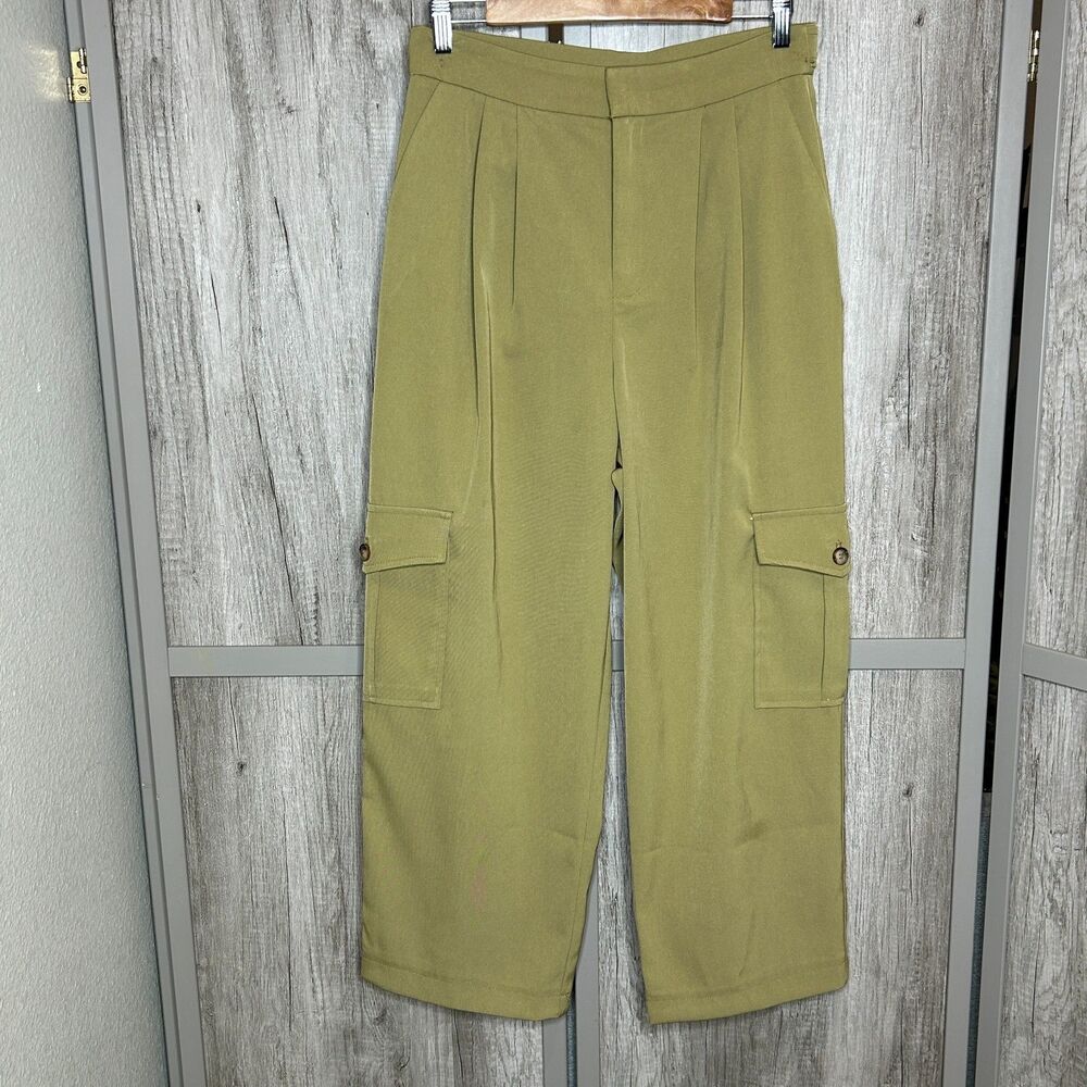 Avec Les Filles Pants Trousers Barre Cargo Pockets Olive Color